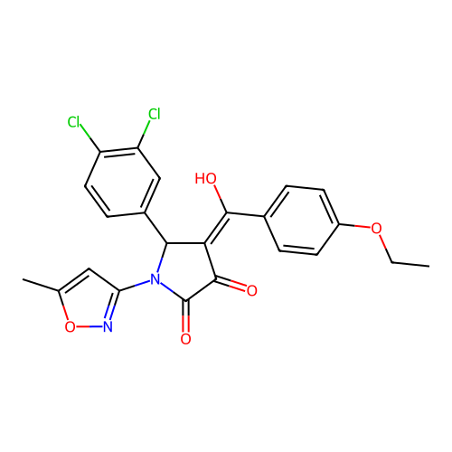 (4E)-5-(3,4-dichlorophenyl)-4-[(4-ethoxyphenyl)(hydroxy)methylidene]-1-(5-methyl-1,2-oxazol-3-yl)pyrrolidine-2,3-dione structure