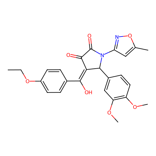 (4E)-5-(3,4-dimethoxyphenyl)-4-[(4-ethoxyphenyl)(hydroxy)methylidene]-1-(5-methyl-1,2-oxazol-3-yl)pyrrolidine-2,3-dione structure