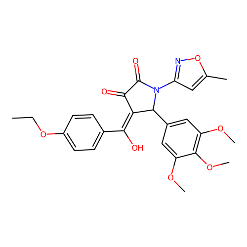 (4E)-4-[(4-ethoxyphenyl)(hydroxy)methylidene]-1-(5-methyl-1,2-oxazol-3-yl)-5-(3,4,5-trimethoxyphenyl)pyrrolidine-2,3-dione structure