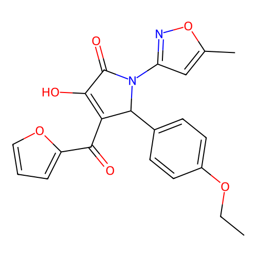 (4E)-5-(4-ethoxyphenyl)-4-[furan-2-yl(hydroxy)methylidene]-1-(5-methyl-1,2-oxazol-3-yl)pyrrolidine-2,3-dione structure