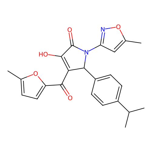 (4E)-4-[hydroxy(5-methylfuran-2-yl)methylidene]-1-(5-methyl-1,2-oxazol-3-yl)-5-[4-(propan-2-yl)phenyl]pyrrolidine-2,3-dione structure
