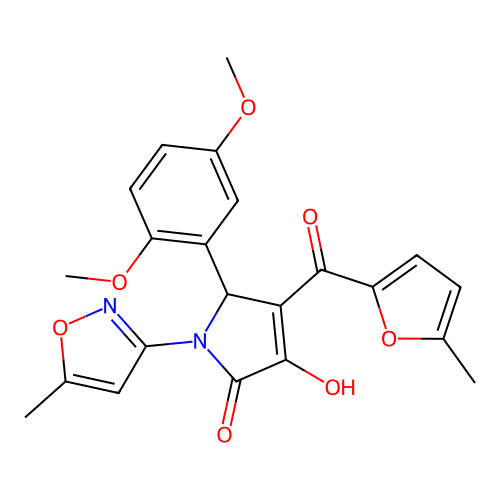 (4E)-5-(2,5-dimethoxyphenyl)-4-[hydroxy(5-methylfuran-2-yl)methylidene]-1-(5-methyl-1,2-oxazol-3-yl)pyrrolidine-2,3-dione structure