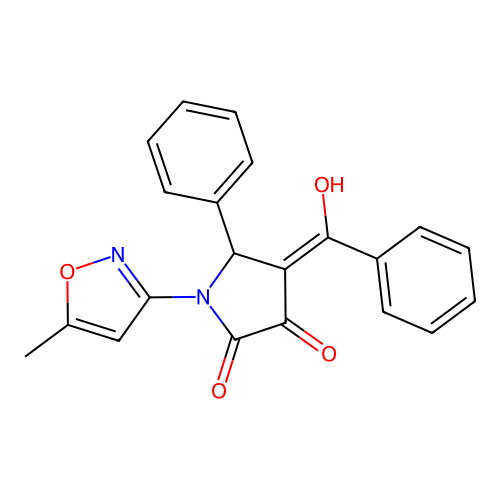 4-benzoyl-3-hydroxy-1-(5-methylisoxazol-3-yl)-5-phenyl-1H-pyrrol-2(5H)-one structure