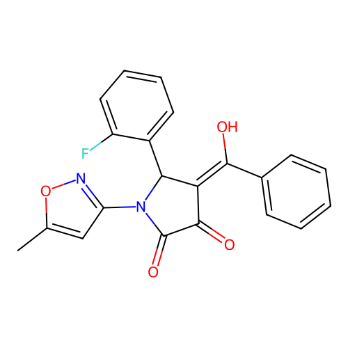 4-benzoyl-5-(2-fluorophenyl)-3-hydroxy-1-(5-methylisoxazol-3-yl)-1H-pyrrol-2(5H)-one structure