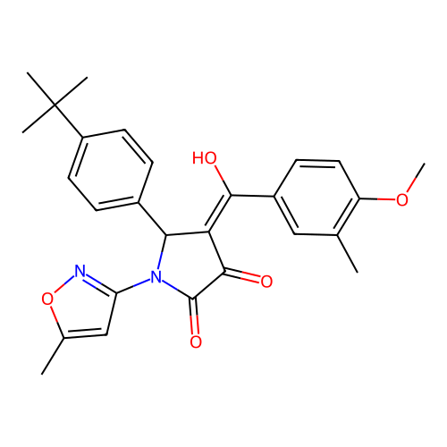 (4E)-5-(4-tert-butylphenyl)-4-[hydroxy(4-methoxy-3-methylphenyl)methylidene]-1-(5-methyl-1,2-oxazol-3-yl)pyrrolidine-2,3-dione structure