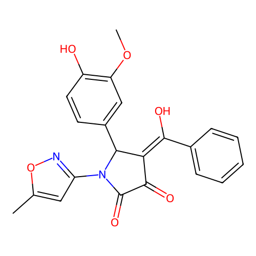 (4E)-5-(4-hydroxy-3-methoxyphenyl)-4-[hydroxy(phenyl)methylidene]-1-(5-methyl-1,2-oxazol-3-yl)pyrrolidine-2,3-dione structure