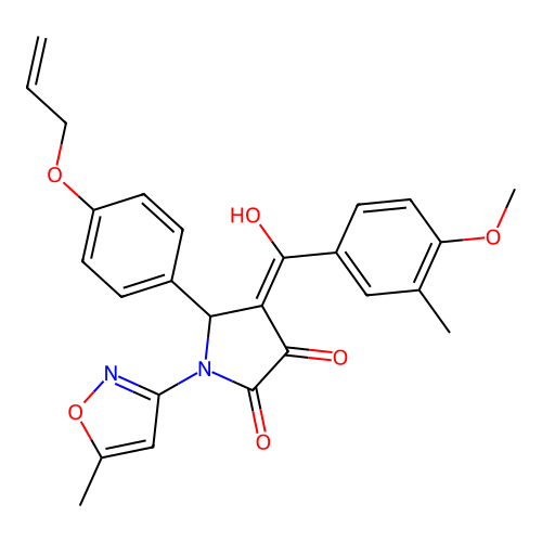 (4E)-4-[hydroxy(4-methoxy-3-methylphenyl)methylidene]-1-(5-methyl-1,2-oxazol-3-yl)-5-[4-(prop-2-en-1-yloxy)phenyl]pyrrolidine-2,3-dione structure