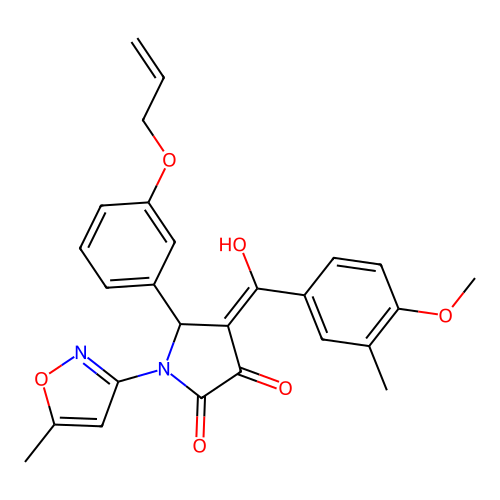 (4E)-4-[hydroxy(4-methoxy-3-methylphenyl)methylidene]-1-(5-methyl-1,2-oxazol-3-yl)-5-[3-(prop-2-en-1-yloxy)phenyl]pyrrolidine-2,3-dione structure
