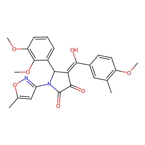 (4E)-5-(2,3-dimethoxyphenyl)-4-[hydroxy(4-methoxy-3-methylphenyl)methylidene]-1-(5-methyl-1,2-oxazol-3-yl)pyrrolidine-2,3-dione structure