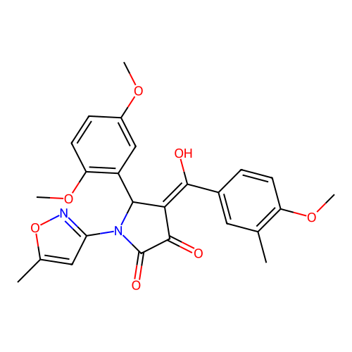 (4E)-5-(2,5-dimethoxyphenyl)-4-[hydroxy(4-methoxy-3-methylphenyl)methylidene]-1-(5-methyl-1,2-oxazol-3-yl)pyrrolidine-2,3-dione structure