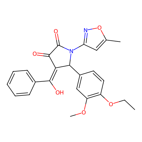 (4E)-5-(4-ethoxy-3-methoxyphenyl)-4-[hydroxy(phenyl)methylidene]-1-(5-methyl-1,2-oxazol-3-yl)pyrrolidine-2,3-dione structure