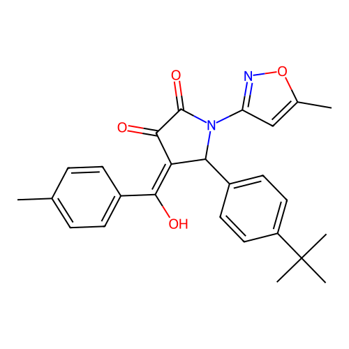 (4E)-5-(4-tert-butylphenyl)-4-[hydroxy(4-methylphenyl)methylidene]-1-(5-methyl-1,2-oxazol-3-yl)pyrrolidine-2,3-dione structure