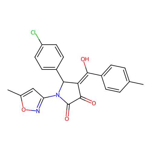 (4E)-5-(4-chlorophenyl)-4-[hydroxy(4-methylphenyl)methylidene]-1-(5-methyl-1,2-oxazol-3-yl)pyrrolidine-2,3-dione structure