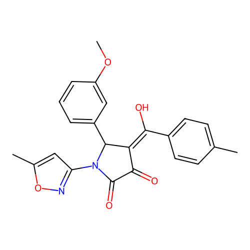3-hydroxy-5-(3-methoxyphenyl)-4-(4-methylbenzoyl)-1-(5-methylisoxazol-3-yl)-1H-pyrrol-2(5H)-one structure