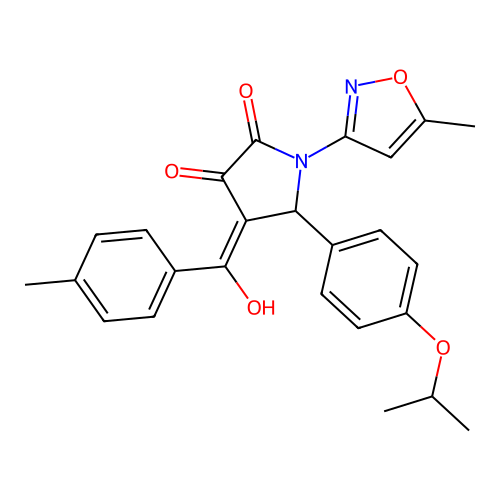 (4E)-4-[hydroxy(4-methylphenyl)methylidene]-1-(5-methyl-1,2-oxazol-3-yl)-5-[4-(propan-2-yloxy)phenyl]pyrrolidine-2,3-dione structure