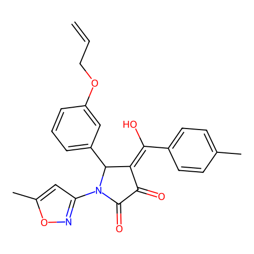 (4E)-4-[hydroxy(4-methylphenyl)methylidene]-1-(5-methyl-1,2-oxazol-3-yl)-5-[3-(prop-2-en-1-yloxy)phenyl]pyrrolidine-2,3-dione structure