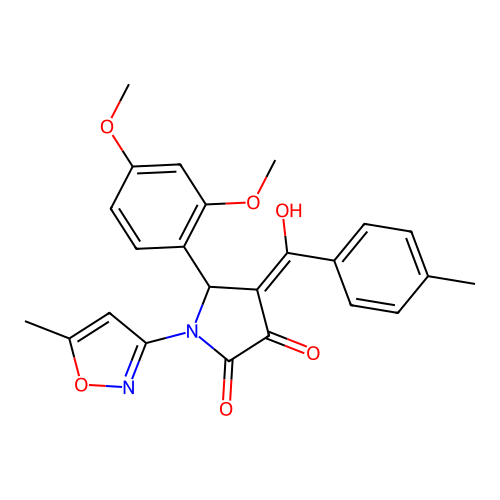 (4E)-5-(2,4-dimethoxyphenyl)-4-[hydroxy(4-methylphenyl)methylidene]-1-(5-methyl-1,2-oxazol-3-yl)pyrrolidine-2,3-dione structure