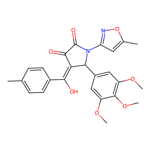 (4E)-4-[hydroxy(4-methylphenyl)methylidene]-1-(5-methyl-1,2-oxazol-3-yl)-5-(3,4,5-trimethoxyphenyl)pyrrolidine-2,3-dione structure