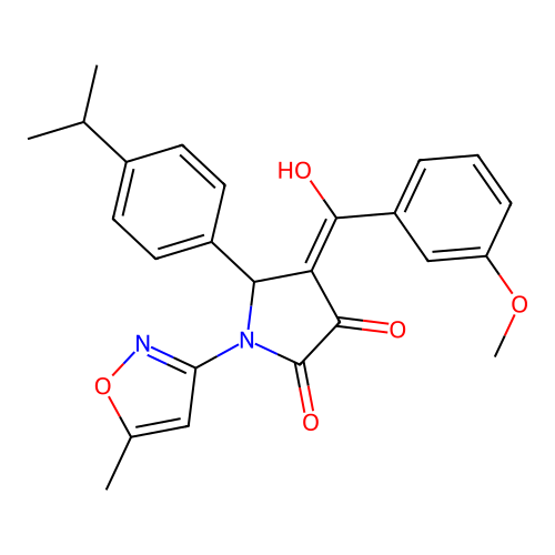 (4E)-4-[hydroxy(3-methoxyphenyl)methylidene]-1-(5-methyl-1,2-oxazol-3-yl)-5-[4-(propan-2-yl)phenyl]pyrrolidine-2,3-dione structure