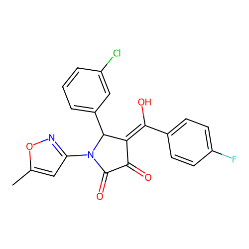 (4E)-5-(3-chlorophenyl)-4-[(4-fluorophenyl)(hydroxy)methylidene]-1-(5-methyl-1,2-oxazol-3-yl)pyrrolidine-2,3-dione structure