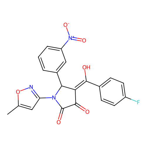 (4E)-4-[(4-fluorophenyl)(hydroxy)methylidene]-1-(5-methyl-1,2-oxazol-3-yl)-5-(3-nitrophenyl)pyrrolidine-2,3-dione structure