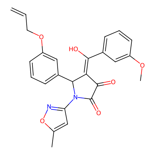 (4E)-4-[hydroxy(3-methoxyphenyl)methylidene]-1-(5-methyl-1,2-oxazol-3-yl)-5-[3-(prop-2-en-1-yloxy)phenyl]pyrrolidine-2,3-dione structure
