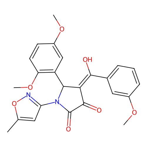 (4E)-5-(2,5-dimethoxyphenyl)-4-[hydroxy(3-methoxyphenyl)methylidene]-1-(5-methyl-1,2-oxazol-3-yl)pyrrolidine-2,3-dione structure