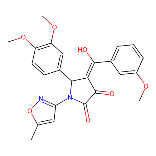 (4E)-5-(3,4-dimethoxyphenyl)-4-[hydroxy(3-methoxyphenyl)methylidene]-1-(5-methyl-1,2-oxazol-3-yl)pyrrolidine-2,3-dione structure