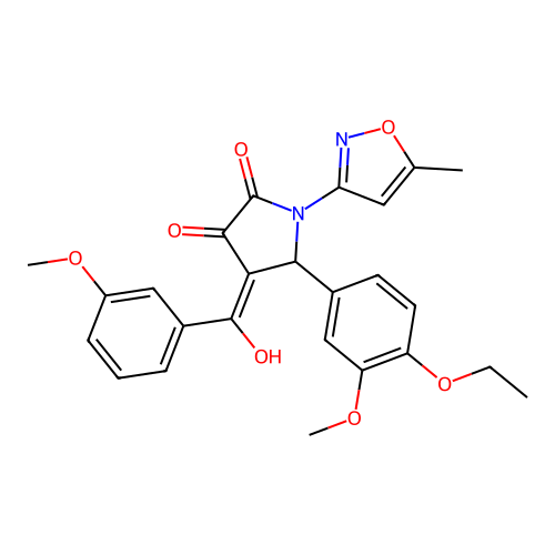 (4E)-5-(4-ethoxy-3-methoxyphenyl)-4-[hydroxy(3-methoxyphenyl)methylidene]-1-(5-methyl-1,2-oxazol-3-yl)pyrrolidine-2,3-dione structure