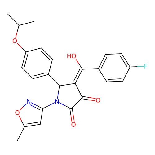 (4E)-4-[(4-fluorophenyl)(hydroxy)methylidene]-1-(5-methyl-1,2-oxazol-3-yl)-5-[4-(propan-2-yloxy)phenyl]pyrrolidine-2,3-dione structure