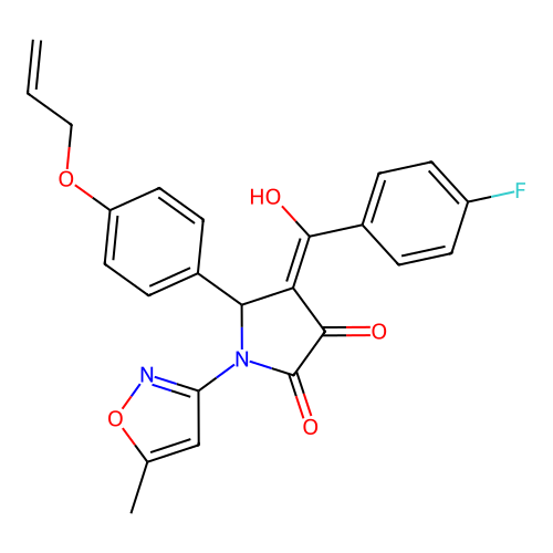 (4E)-4-[(4-fluorophenyl)(hydroxy)methylidene]-1-(5-methyl-1,2-oxazol-3-yl)-5-[4-(prop-2-en-1-yloxy)phenyl]pyrrolidine-2,3-dione structure