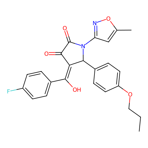 (4E)-4-[(4-fluorophenyl)(hydroxy)methylidene]-1-(5-methyl-1,2-oxazol-3-yl)-5-(4-propoxyphenyl)pyrrolidine-2,3-dione structure