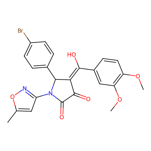 (4E)-5-(4-bromophenyl)-4-[(3,4-dimethoxyphenyl)(hydroxy)methylidene]-1-(5-methyl-1,2-oxazol-3-yl)pyrrolidine-2,3-dione structure