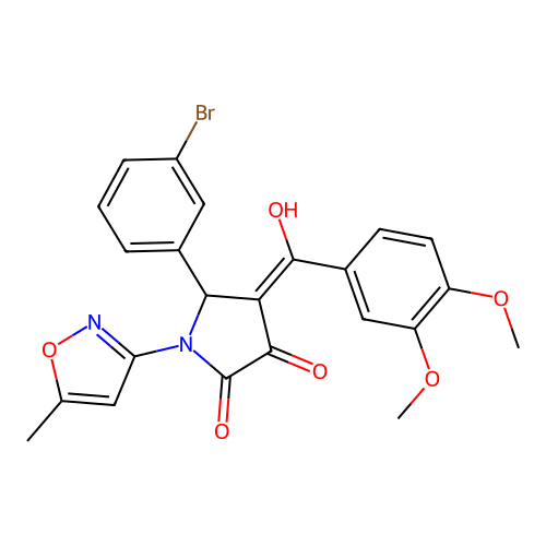 (4E)-5-(3-bromophenyl)-4-[(3,4-dimethoxyphenyl)(hydroxy)methylidene]-1-(5-methyl-1,2-oxazol-3-yl)pyrrolidine-2,3-dione structure