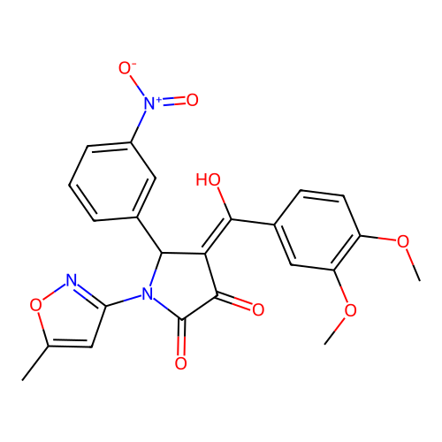 (4E)-4-[(3,4-dimethoxyphenyl)(hydroxy)methylidene]-1-(5-methyl-1,2-oxazol-3-yl)-5-(3-nitrophenyl)pyrrolidine-2,3-dione structure