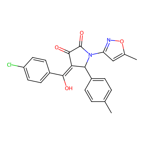 4-(4-chlorobenzoyl)-3-hydroxy-1-(5-methylisoxazol-3-yl)-5-(p-tolyl)-1H-pyrrol-2(5H)-one structure