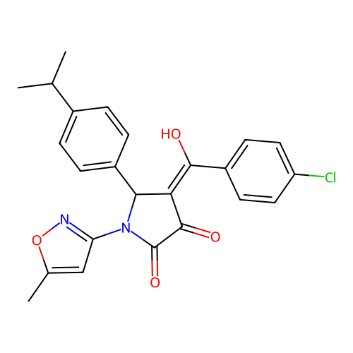 (4E)-4-[(4-chlorophenyl)(hydroxy)methylidene]-1-(5-methyl-1,2-oxazol-3-yl)-5-[4-(propan-2-yl)phenyl]pyrrolidine-2,3-dione structure