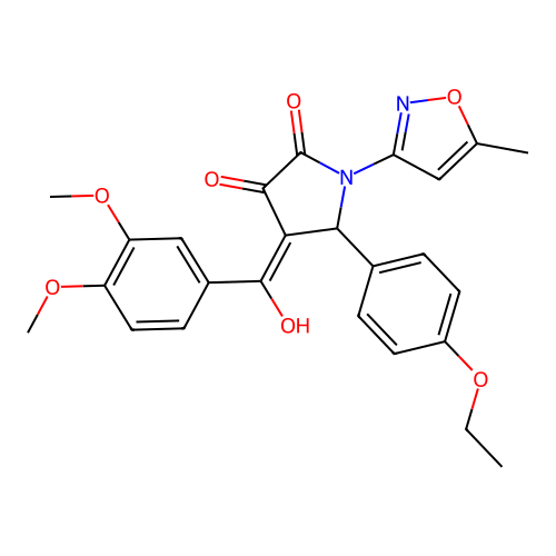 (4E)-4-[(3,4-dimethoxyphenyl)(hydroxy)methylidene]-5-(4-ethoxyphenyl)-1-(5-methyl-1,2-oxazol-3-yl)pyrrolidine-2,3-dione structure