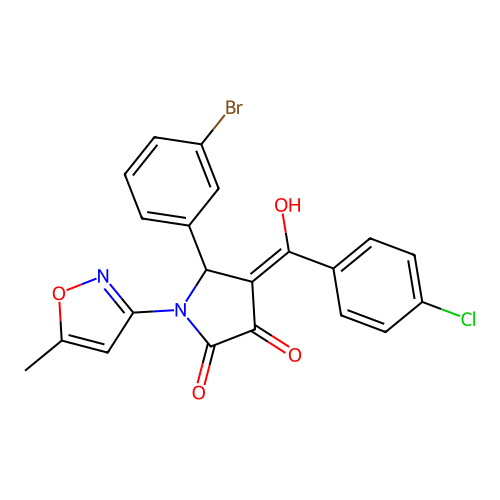 5-(3-bromophenyl)-4-(4-chlorobenzoyl)-3-hydroxy-1-(5-methyl-3-isoxazolyl)-1,5-dihydro-2H-pyrrol-2-one structure