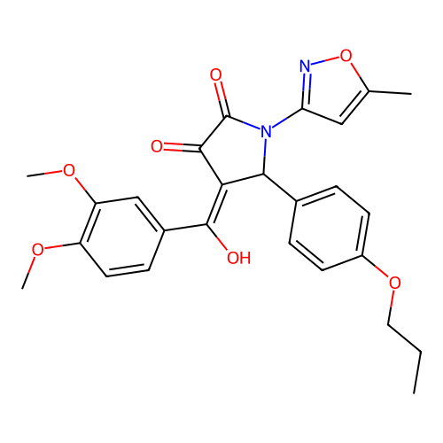 (4E)-4-[(3,4-dimethoxyphenyl)(hydroxy)methylidene]-1-(5-methyl-1,2-oxazol-3-yl)-5-(4-propoxyphenyl)pyrrolidine-2,3-dione structure