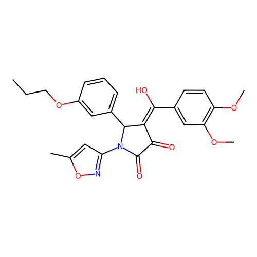 (4E)-4-[(3,4-dimethoxyphenyl)(hydroxy)methylidene]-1-(5-methyl-1,2-oxazol-3-yl)-5-(3-propoxyphenyl)pyrrolidine-2,3-dione structure