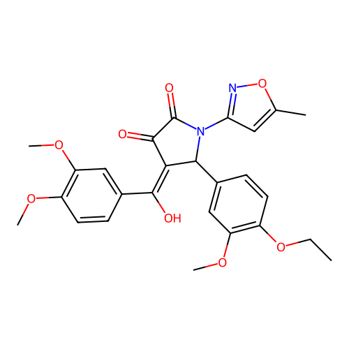 (4E)-4-[(3,4-dimethoxyphenyl)(hydroxy)methylidene]-5-(4-ethoxy-3-methoxyphenyl)-1-(5-methyl-1,2-oxazol-3-yl)pyrrolidine-2,3-dione structure