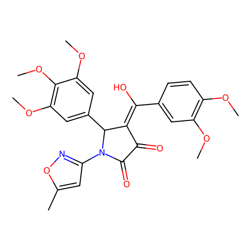 (4E)-4-[(3,4-dimethoxyphenyl)(hydroxy)methylidene]-1-(5-methyl-1,2-oxazol-3-yl)-5-(3,4,5-trimethoxyphenyl)pyrrolidine-2,3-dione structure