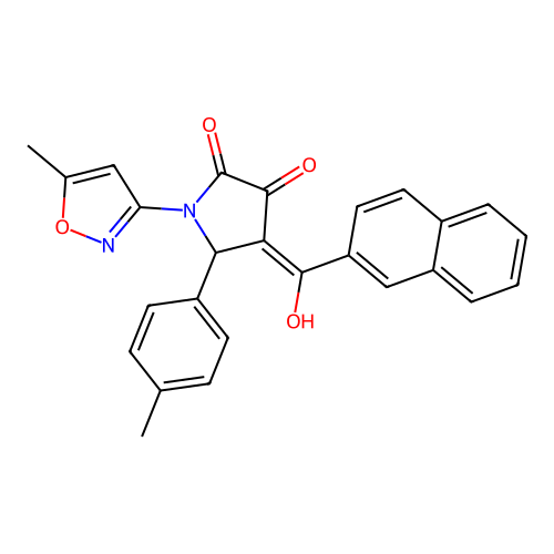 (4E)-4-[hydroxy(naphthalen-2-yl)methylidene]-1-(5-methyl-1,2-oxazol-3-yl)-5-(4-methylphenyl)pyrrolidine-2,3-dione structure