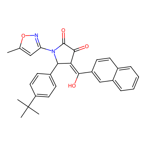 (4E)-5-(4-tert-butylphenyl)-4-[hydroxy(naphthalen-2-yl)methylidene]-1-(5-methyl-1,2-oxazol-3-yl)pyrrolidine-2,3-dione structure