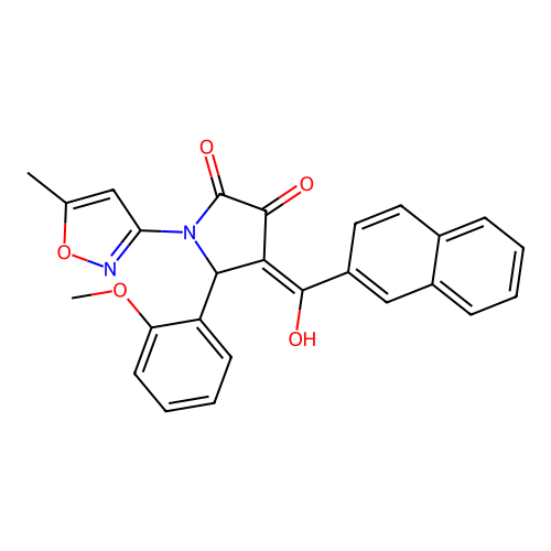 (4E)-4-[hydroxy(naphthalen-2-yl)methylidene]-5-(2-methoxyphenyl)-1-(5-methyl-1,2-oxazol-3-yl)pyrrolidine-2,3-dione structure