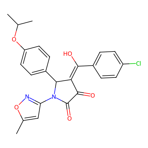 (4E)-4-[(4-chlorophenyl)(hydroxy)methylidene]-1-(5-methyl-1,2-oxazol-3-yl)-5-[4-(propan-2-yloxy)phenyl]pyrrolidine-2,3-dione structure