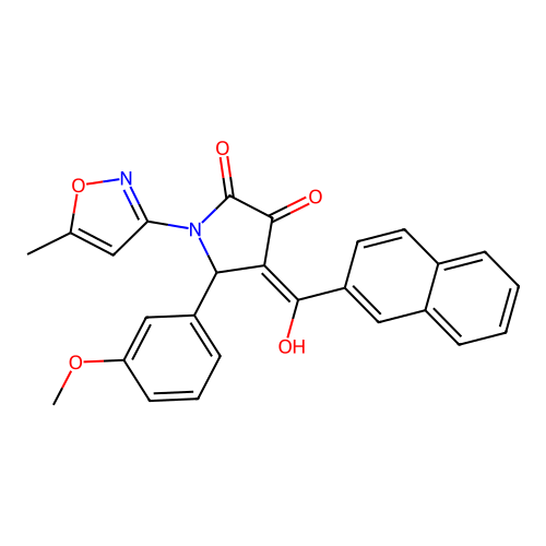 (4E)-4-[hydroxy(naphthalen-2-yl)methylidene]-5-(3-methoxyphenyl)-1-(5-methyl-1,2-oxazol-3-yl)pyrrolidine-2,3-dione structure