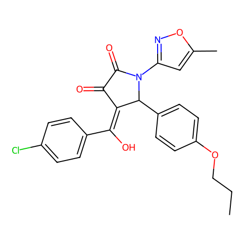(4E)-4-[(4-chlorophenyl)(hydroxy)methylidene]-1-(5-methyl-1,2-oxazol-3-yl)-5-(4-propoxyphenyl)pyrrolidine-2,3-dione structure