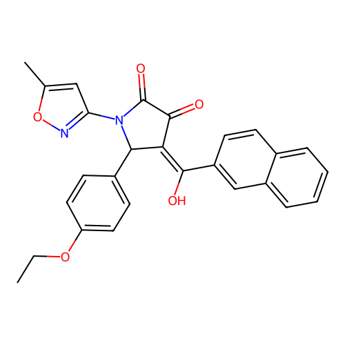 (4E)-5-(4-ethoxyphenyl)-4-[hydroxy(naphthalen-2-yl)methylidene]-1-(5-methyl-1,2-oxazol-3-yl)pyrrolidine-2,3-dione structure